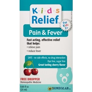 HomeoLab Kids Relief Pain & Fever Reducer, Ages 2+ Cherry Flavor