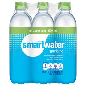 Smartwater Sparkling Fuji Apple Pear Bottles, 16.9 fl oz, 6 Pack