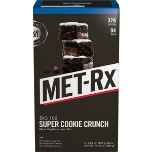 Met-Rx, Super Cookie Crunch Meal Replacement Bar, 3.52 Oz, 4 Ct
