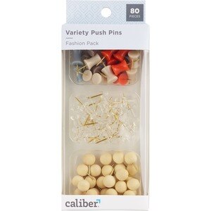 Caliber Variety Pack Push Pins, 80 CT