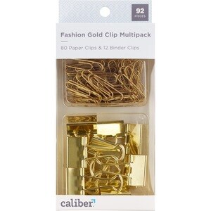 Caliber Decorative Paper Clips and Binder Clips, Gold