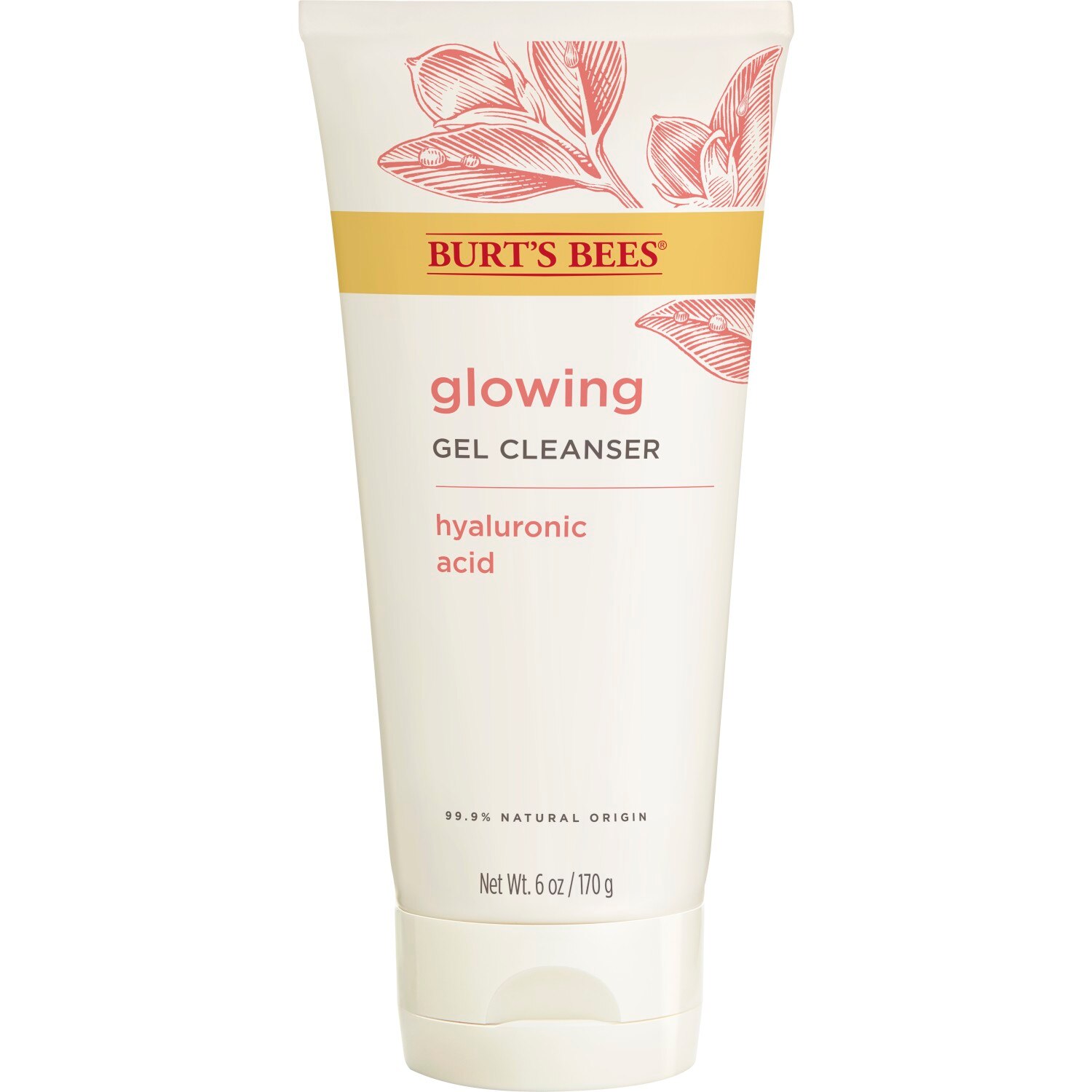 Burt's Bees Truly Glowing Refreshing Gel Cleanser with Naturally Derived Hyaluronic Acid, 6 OZ