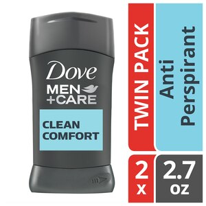 Dove Men+Care 48-Hour Antiperspirant Stick, Clean Comfort, 2.7 OZ, 2 Pack