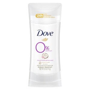 Dove 0% Aluminum Deodorant Stick, Coconut & Pink Jasmine, 2.6 OZ