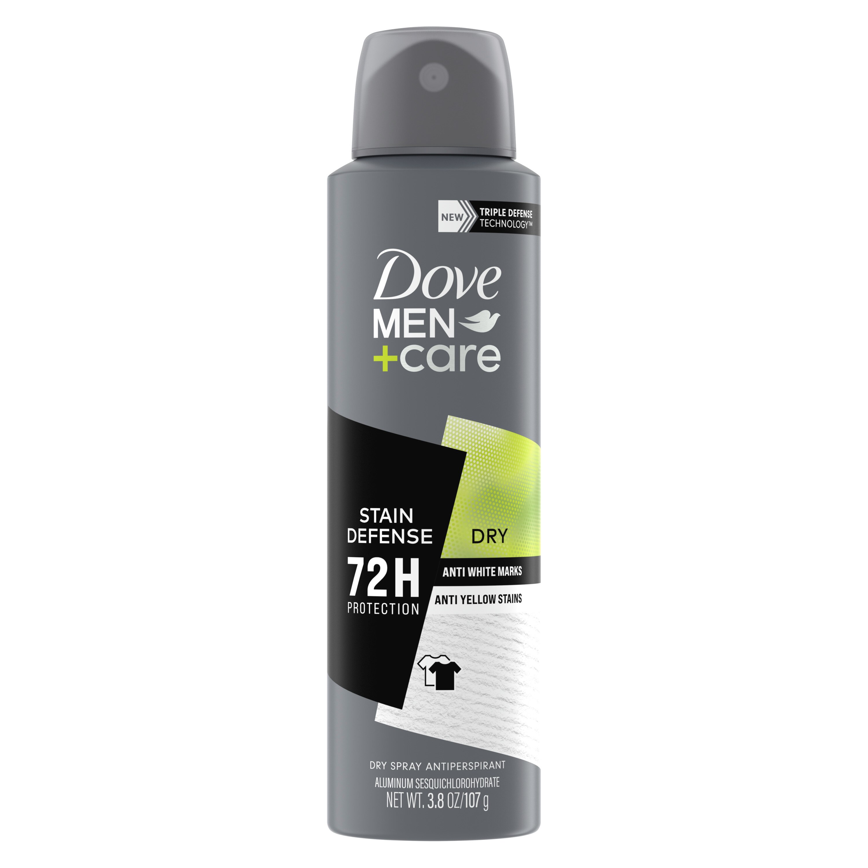 Dove Men+Care 72-Hour Stain Defense Antiperspirant Dry Spray, 3.8 OZ