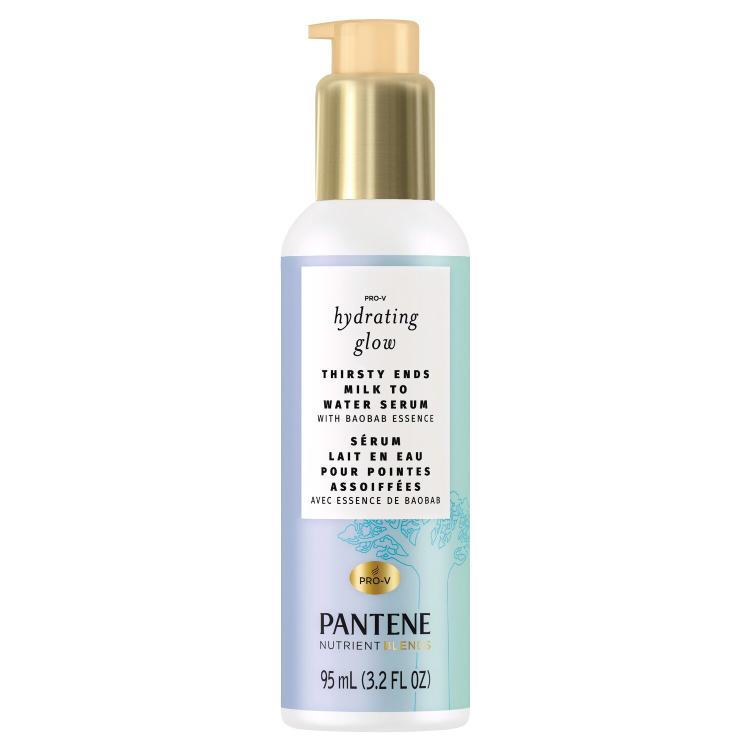 Pantene Nutrient Blends Hydrating Glow Thirsty Ends Milk to Water Hair Serum, 3.2 OZ