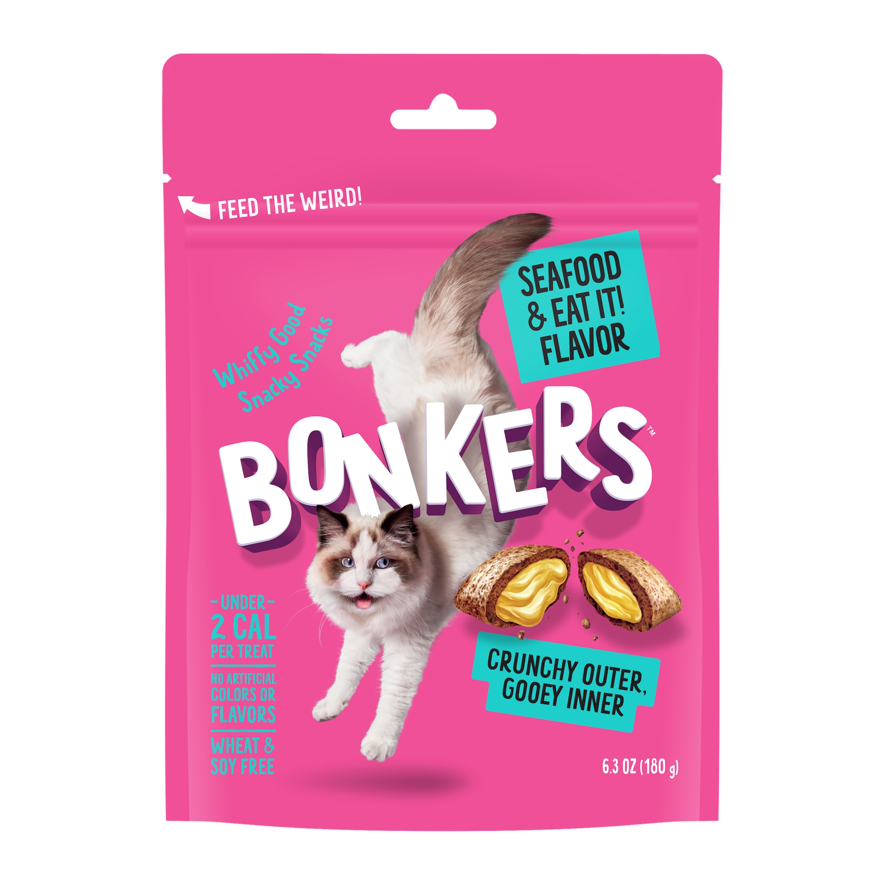 BONKERS Crunchy and Soft Cat Treats, Seafood & Eat It! Flavor, 6.3oz
