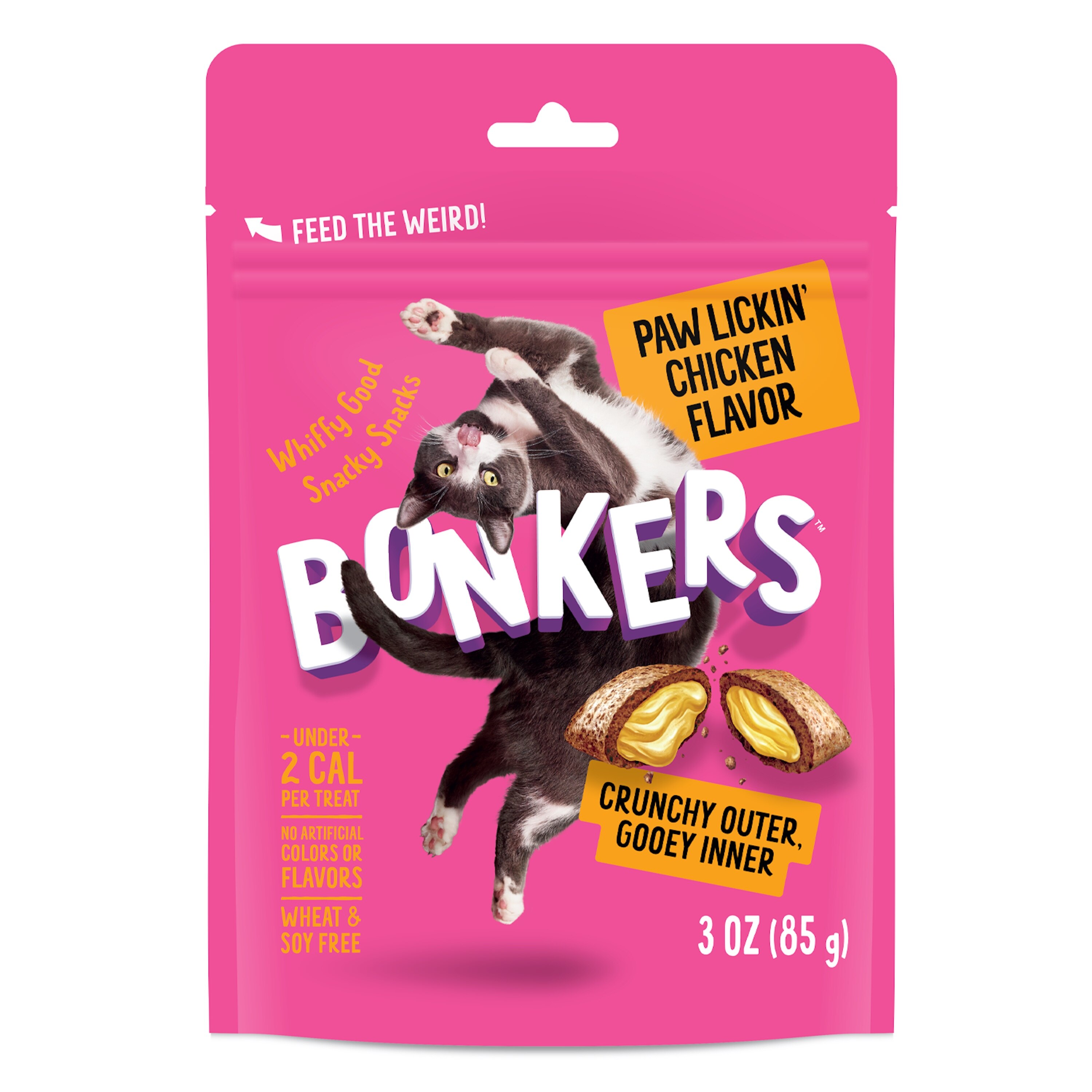 BONKERS Crunchy and Soft Cat Treats, Paw Lickin' Chicken Flavor, 3oz CRUNCHY AND SOFT CAT TREATS PAW LICKIN' CHICKEN FLAVOR, 3oz
