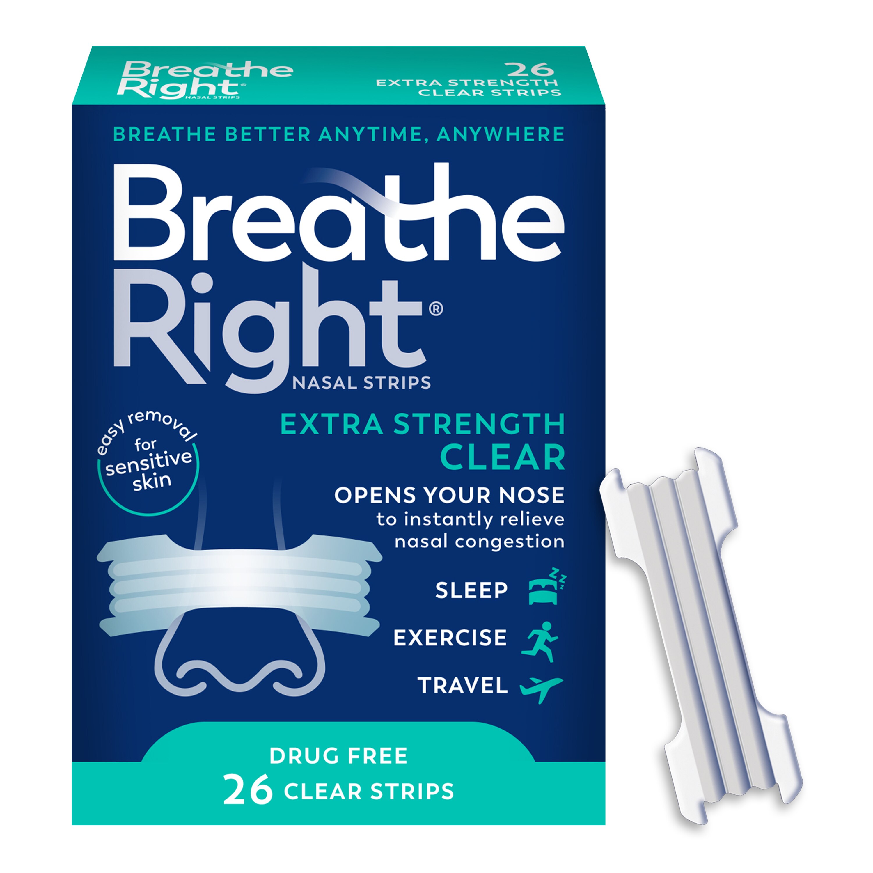 Breathe Right Extra Strength Nasal Strips, Clear
