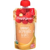 HappyBaby Organic Bananas, Raspberries & Oats Baby Food Pouch, 4 OZ, thumbnail image 1 of 2