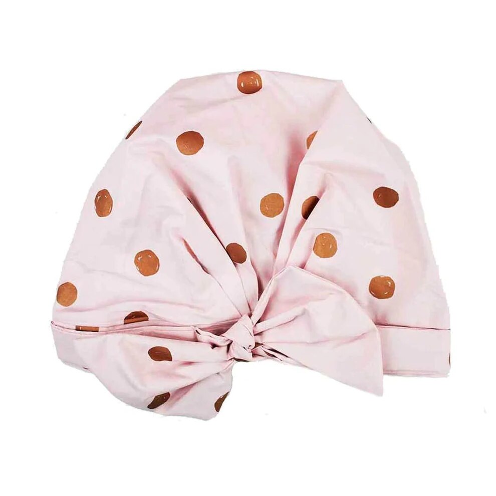 Kitsch Recycled Polyester Luxe Shower Cap, Blush Dot