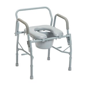 Drive Medical Steel Drop Arm Bedside Commode with Padded Seat and Arms