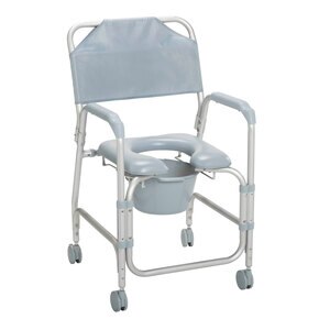 Drive Medical Lightweight Portable Shower Chair Commode with Casters