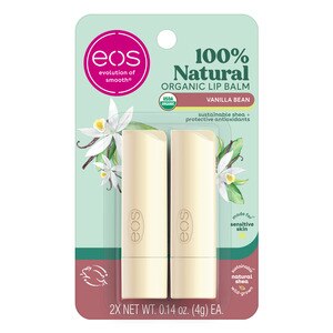 eos 100% Natural & Organic Lip Balm Stick - Vanilla Bean 2-pack, 0.14 OZ