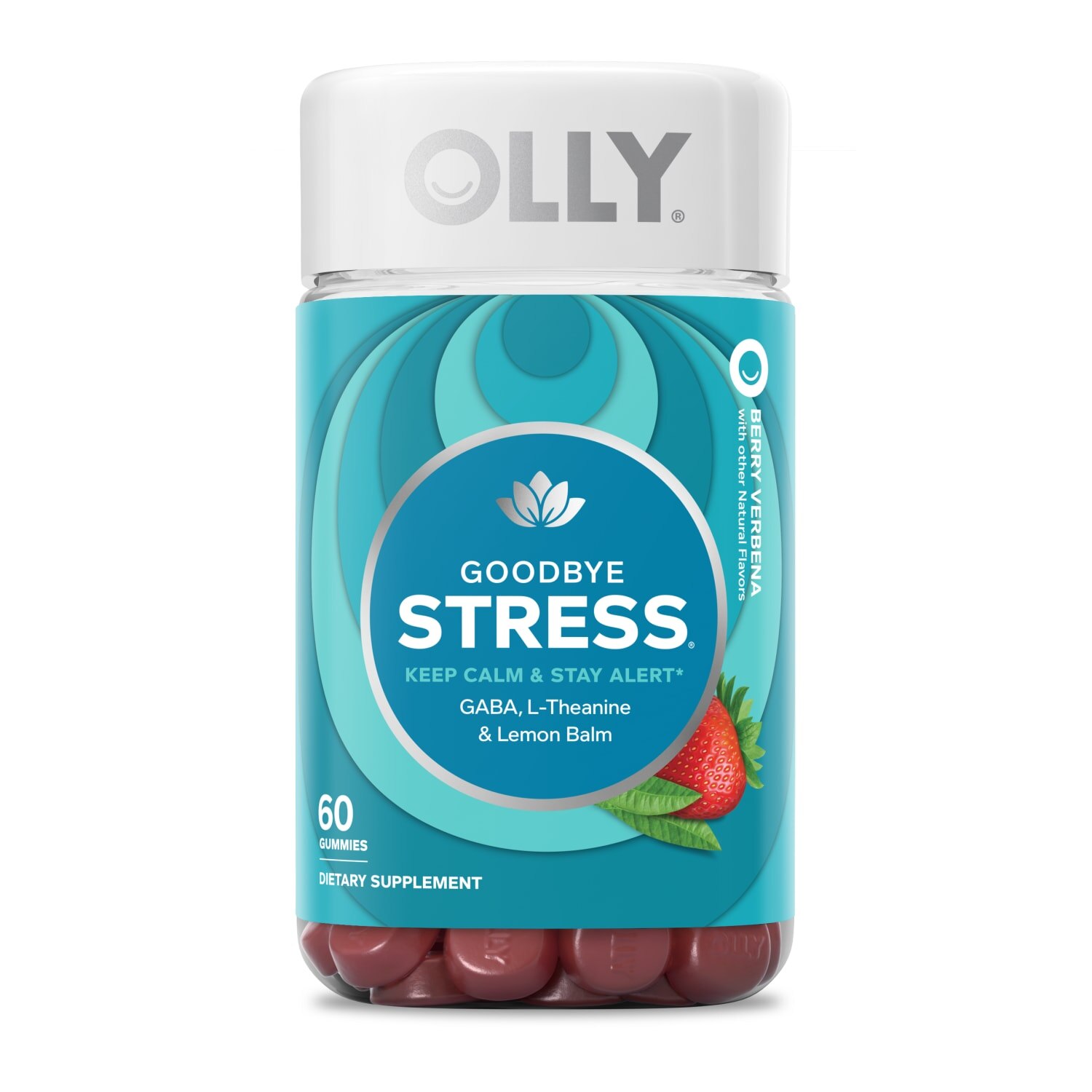 OLLY Goodbye Stress Gummies, Berry Verbena, 60 CT