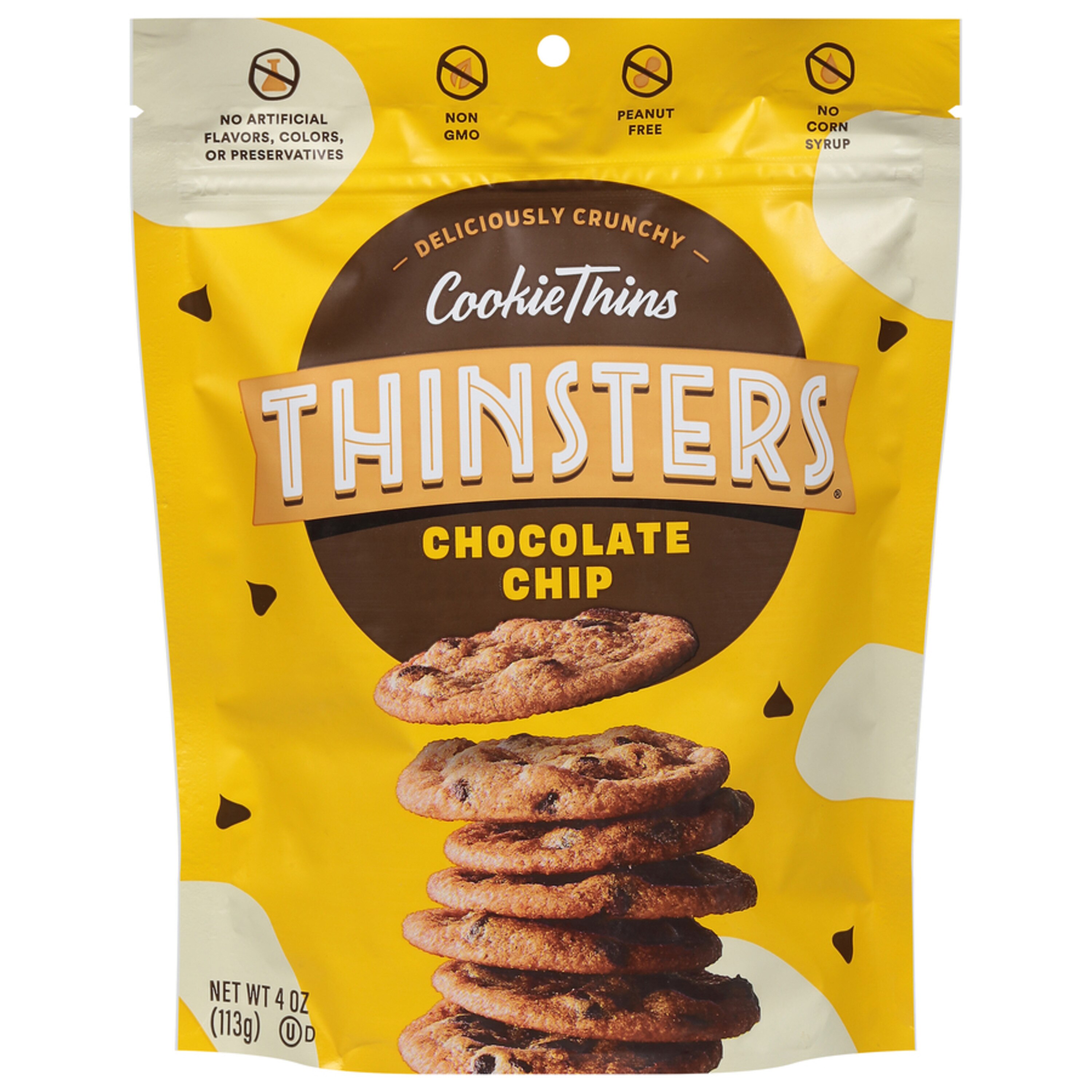Thinsters, Chocolate Chip, Cookie Thins, 4 oz