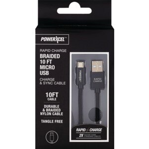 Rapid Charge Braided 10Ft Micro USB Charge & Sync Cable