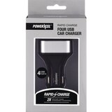 Rapid Charge 4 USB Car Charger, Silver, thumbnail image 1 of 1