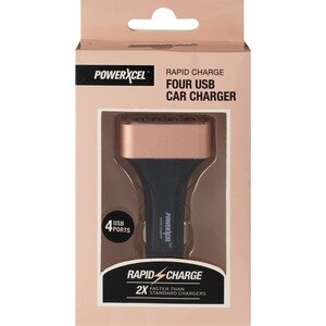 Rapid Charge 4 USB Car Charger, Rose Gold