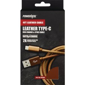 PowerXcel Type-C Charge and Sync Leather Cable