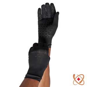 Tommie Copper Infrared Full Finger Compression Gloves, Black L/XL