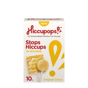 Hiccupops Stop Hiccups Lollipops, Original Citrus, 10 CT