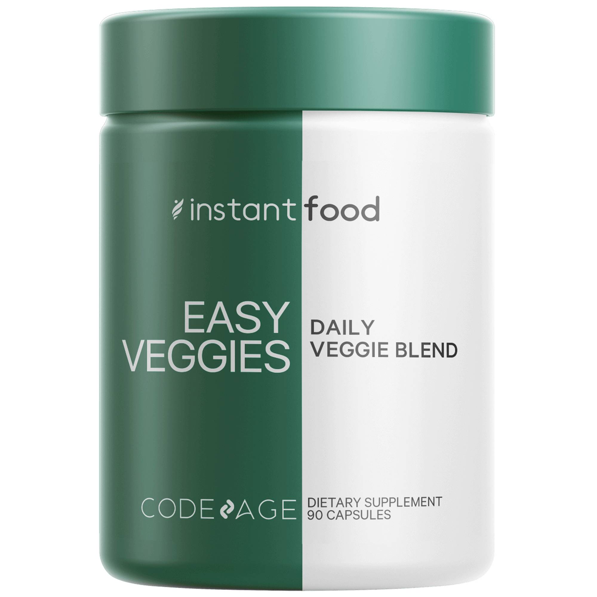Instantfood Easy Veggies, Vegan Greens Vitamins Supplement Capsules, Whole Food Vegetables, 90CT