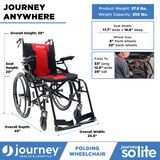 Journey Health and Lifestyle So Lite Folding Wheelchair with Padded Seat, thumbnail image 2 of 4