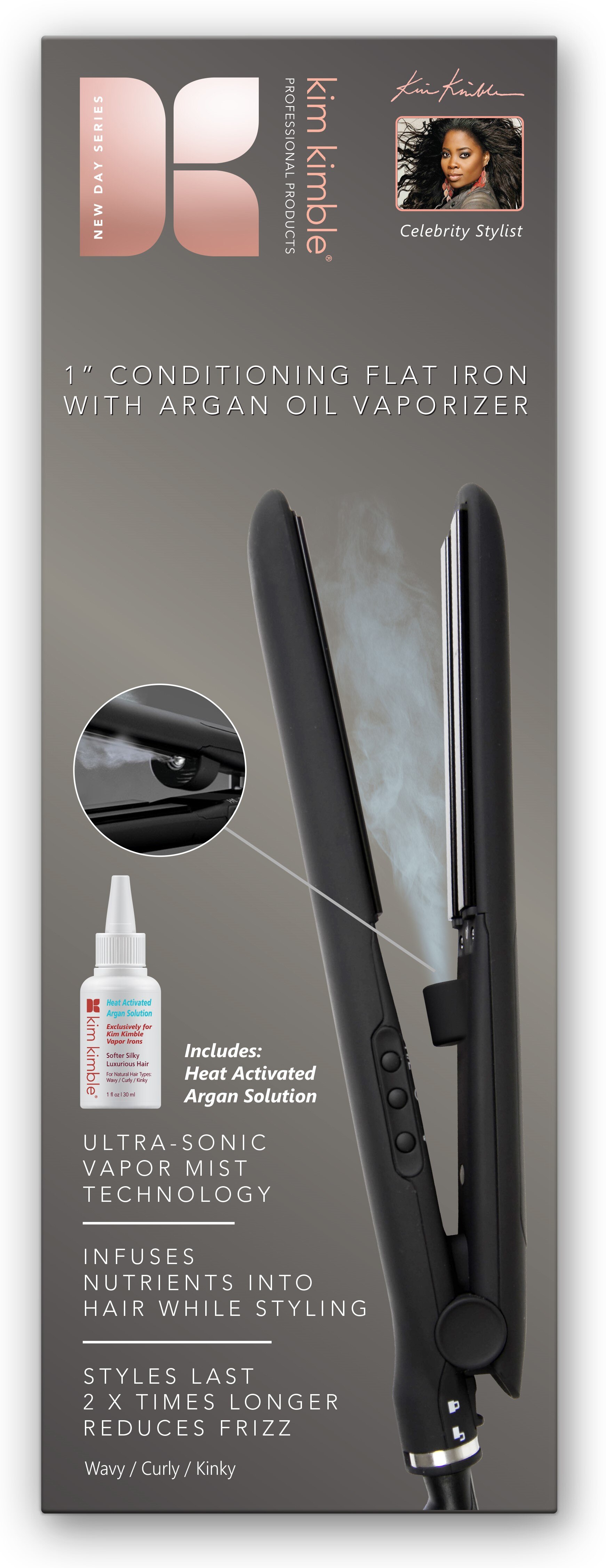 Kim Kimble 1¿ Conditioning Flat Iron With Argan Oil Vaporizer