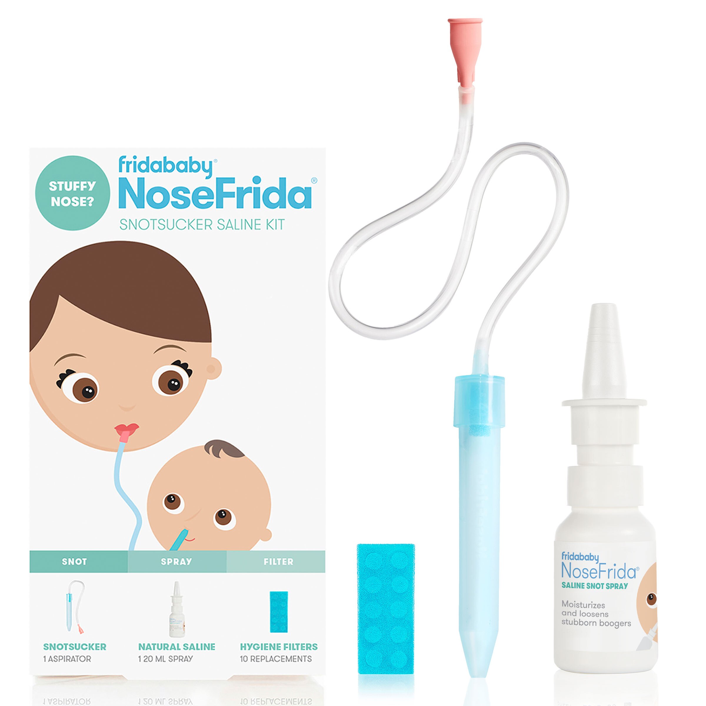 FridaBaby NoseFrida Baby Nasal Aspirator, Snotsucker Saline Kit