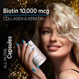 Codeage Hair Vitamins, Biotin 10000mcg, Keratin, Collagen, Zinc, Multivitamin Supplement, 120 CT, thumbnail image 3 of 9