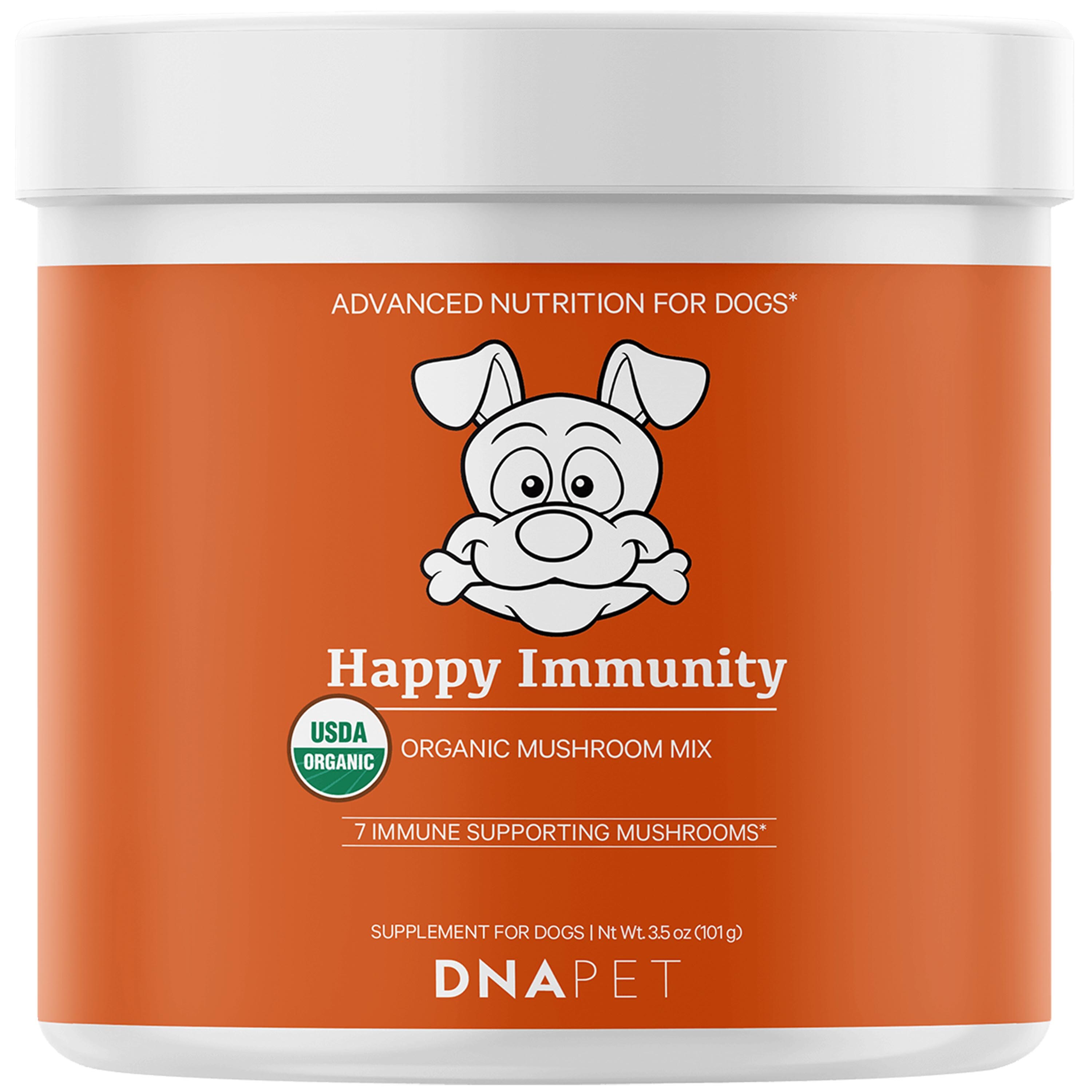 DNA PET Happy Immunity USDA Certified Organic Mushroom Complex for Dogs, 3.5 oz