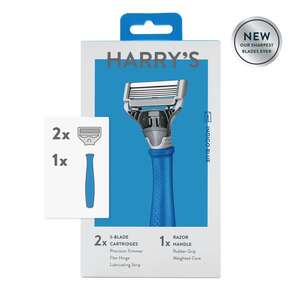 Harry's 5-Blade Razor for Men, 1 Razor + 2 Razor Blade Refills, Indigo Blue