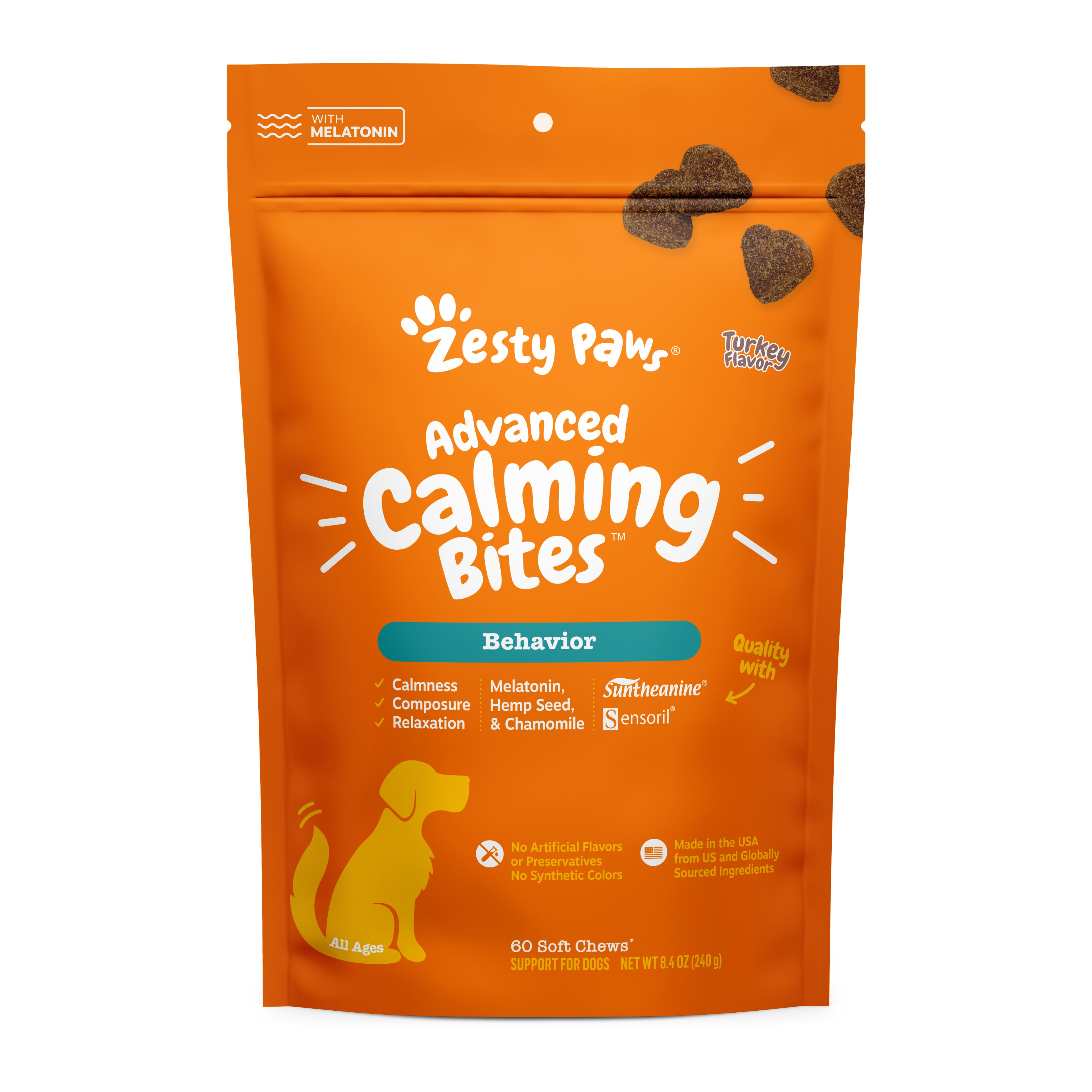 Zesty Paws Advanced Calming Bites with Melatonin, 60ct