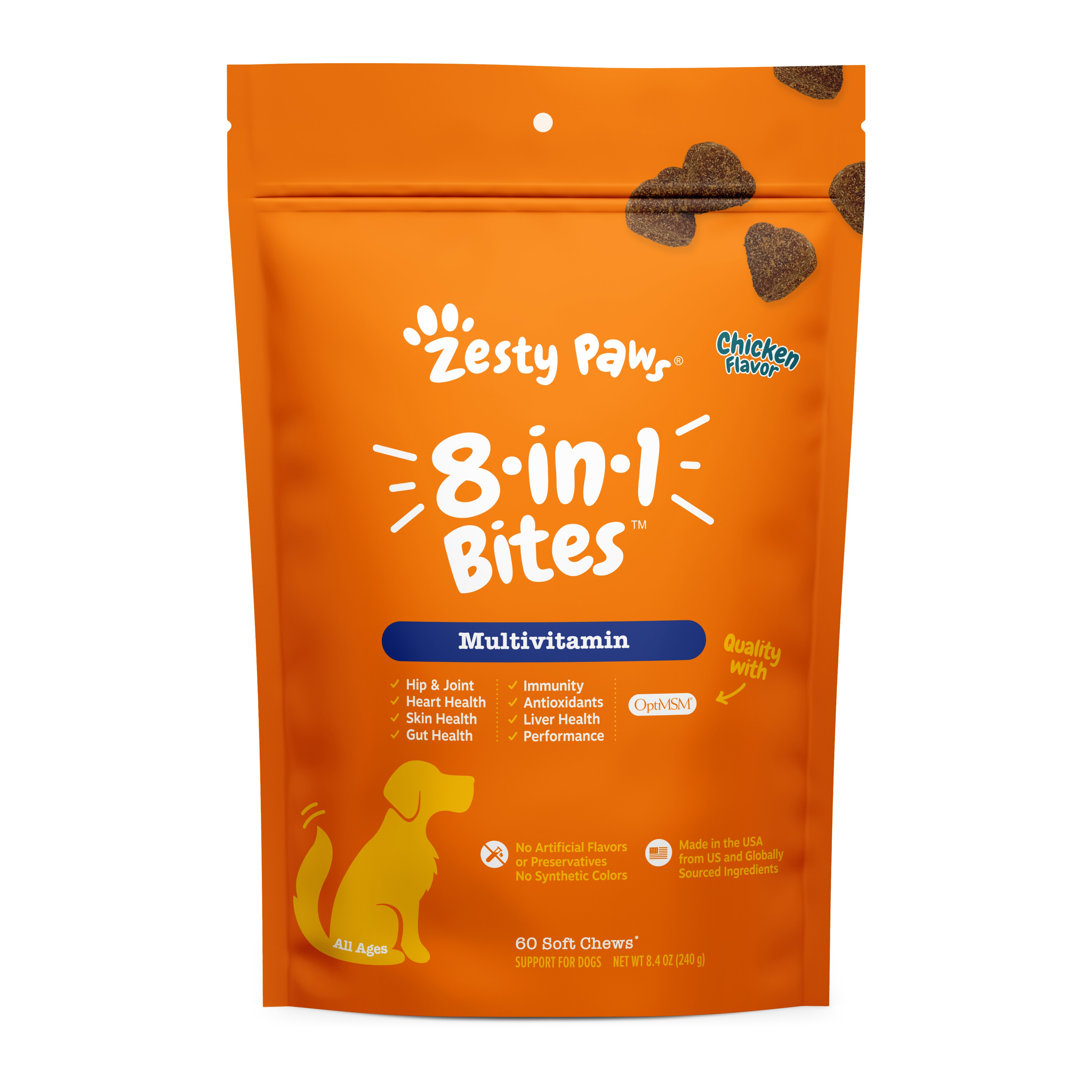 Zesty Paws 8-in-1 Multifunctional Bites, Chicken, 60ct