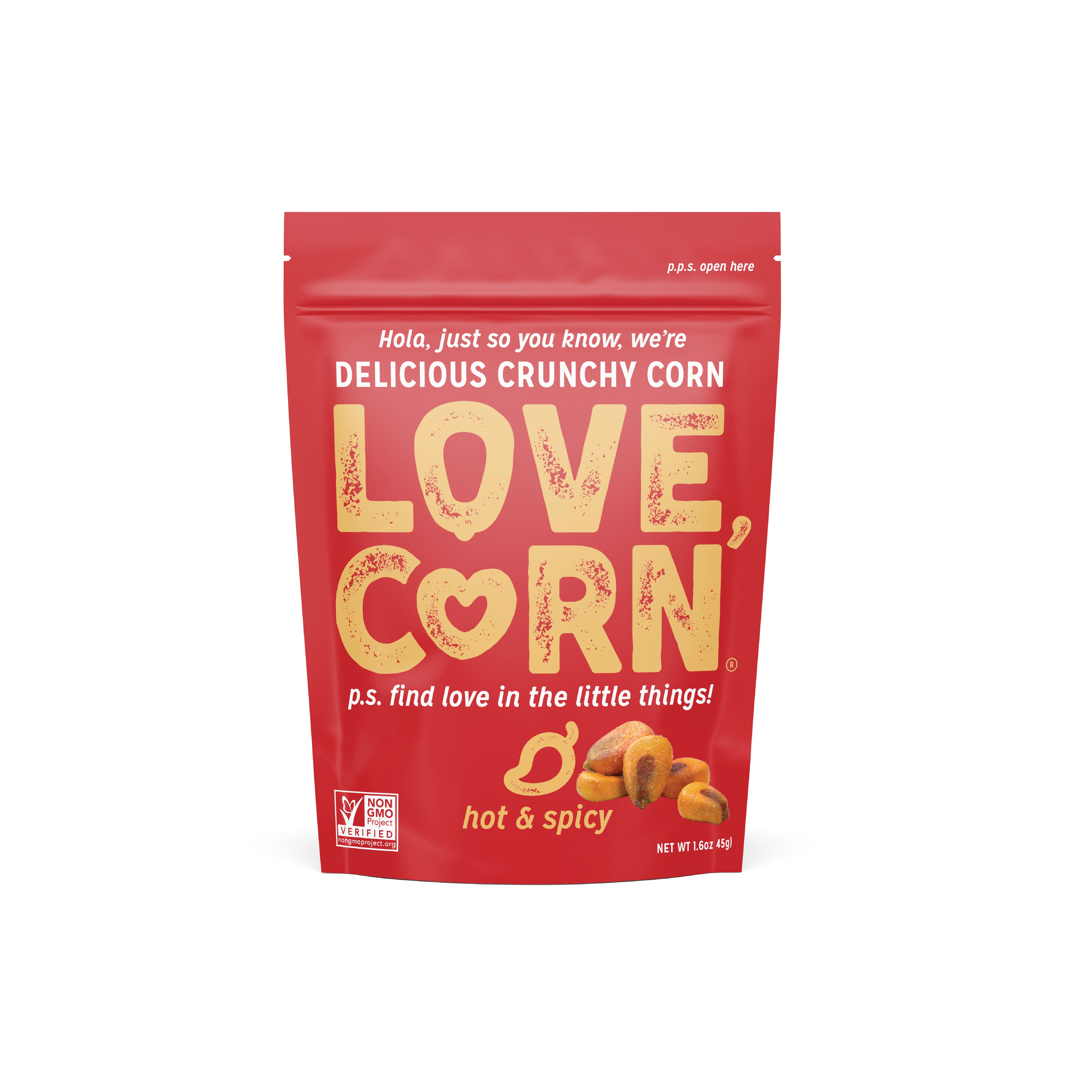Love Corn Hot & Spicy Delicious Crunchy Corn, 1.6 oz