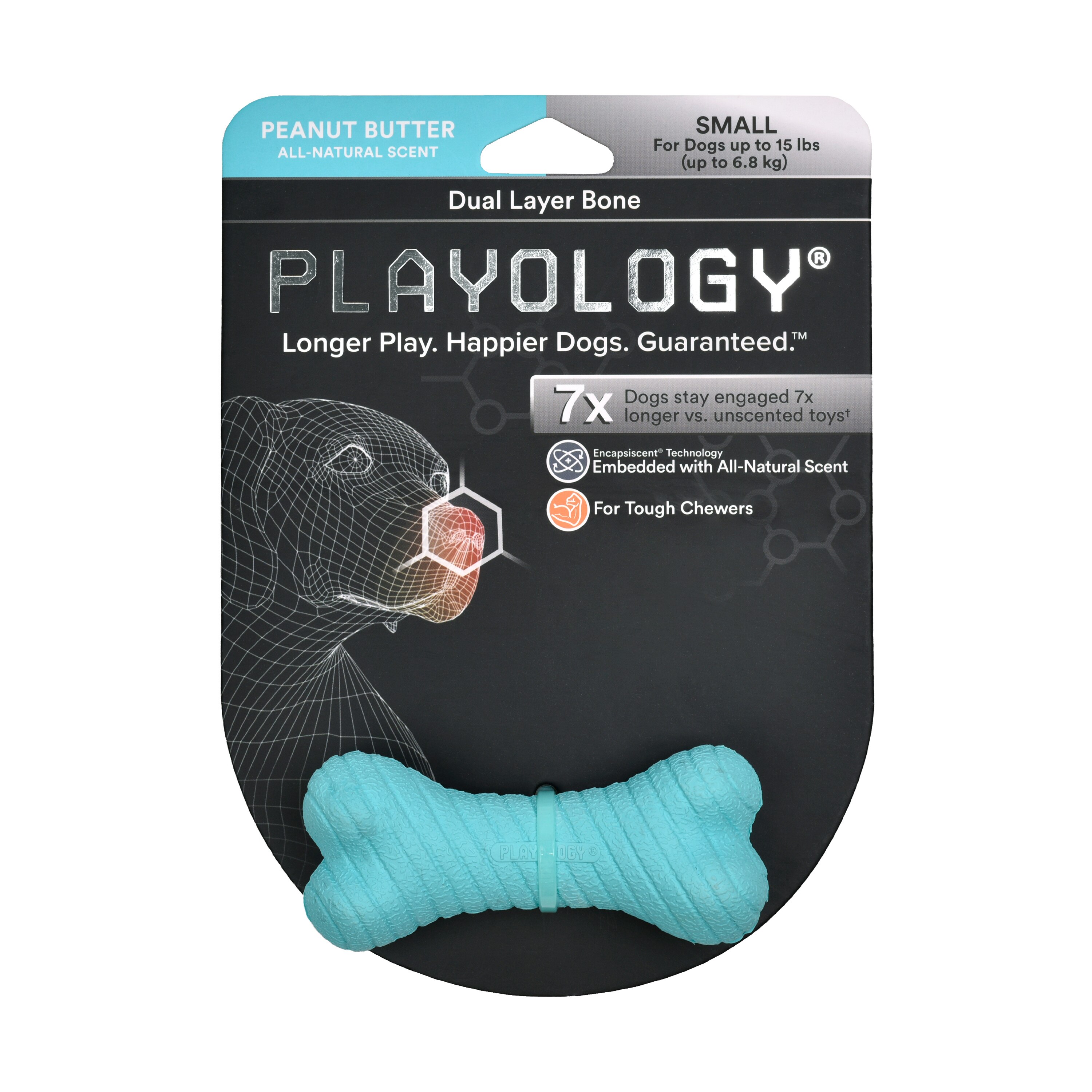 Playology Dual Layer Bone, Peanut Butter, Small