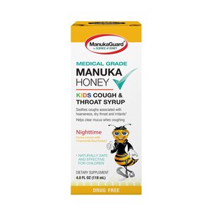 ManukaGuard Kids Nighttime Cough & Throat Syrup, Honey Lemon, 4 OZ