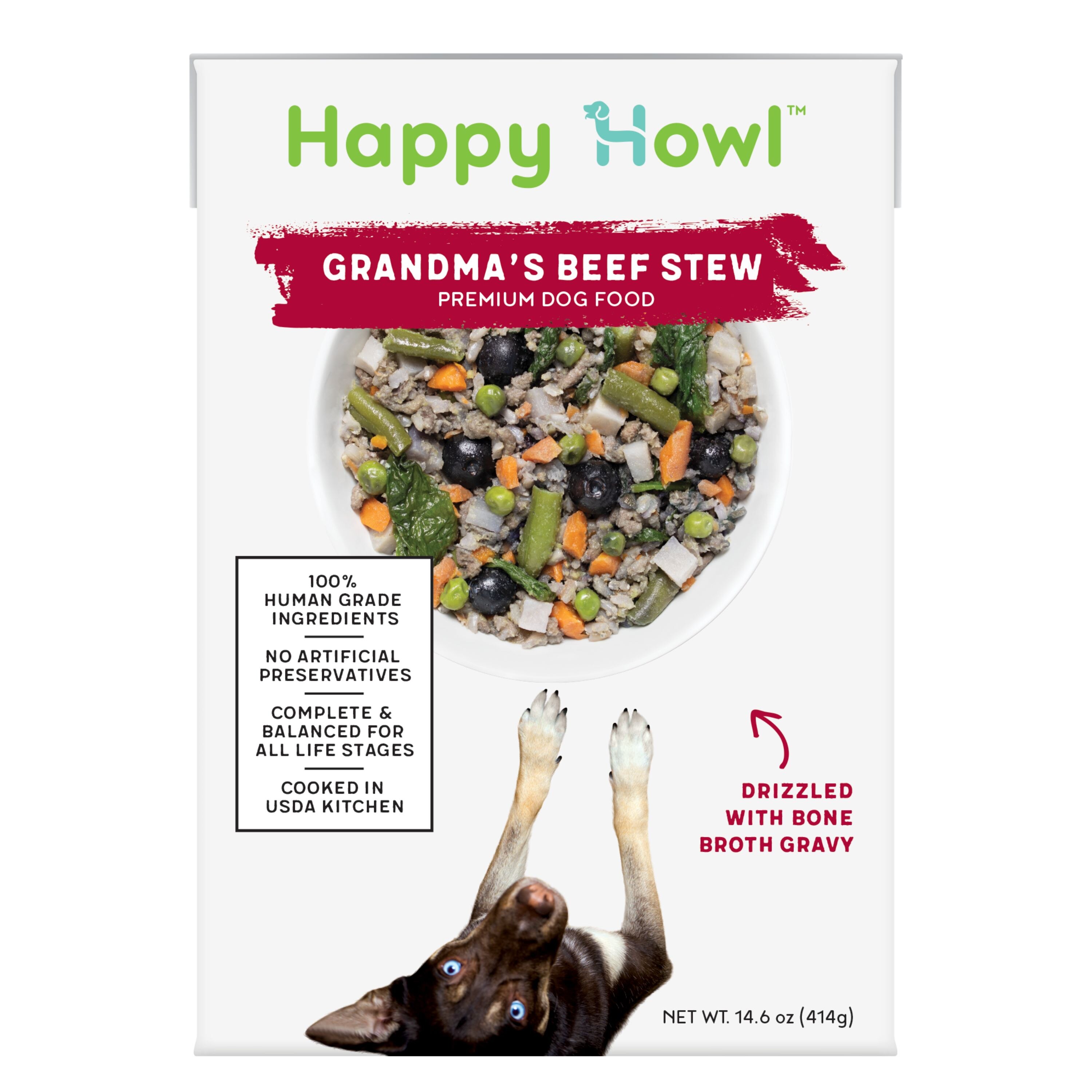 HAPPY HOWL Grandma's Beef Stew 100% Human-Grade Dog Food, 14.6 OZ