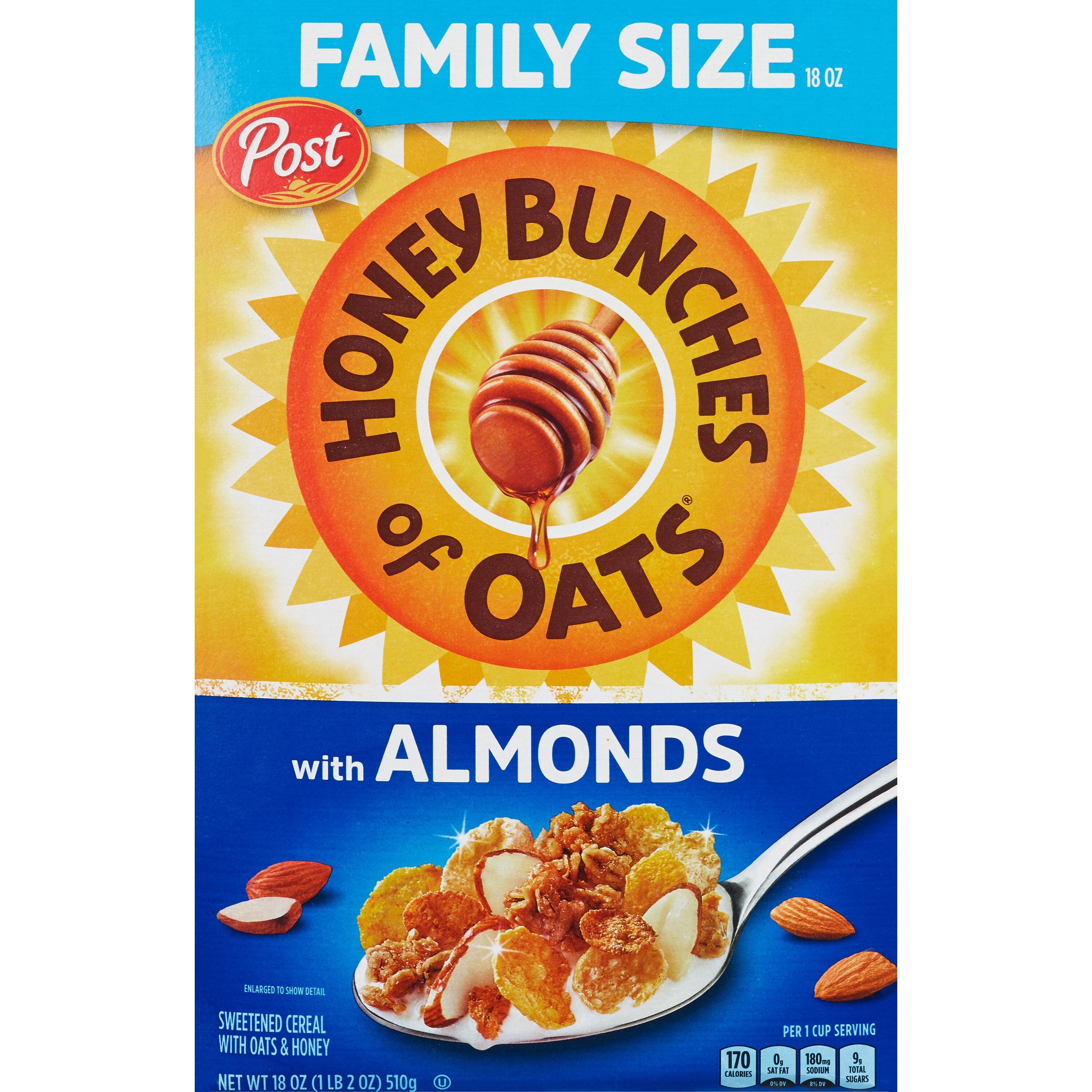 Honey Bunches Oats with Almonds, Large Size, 18 oz