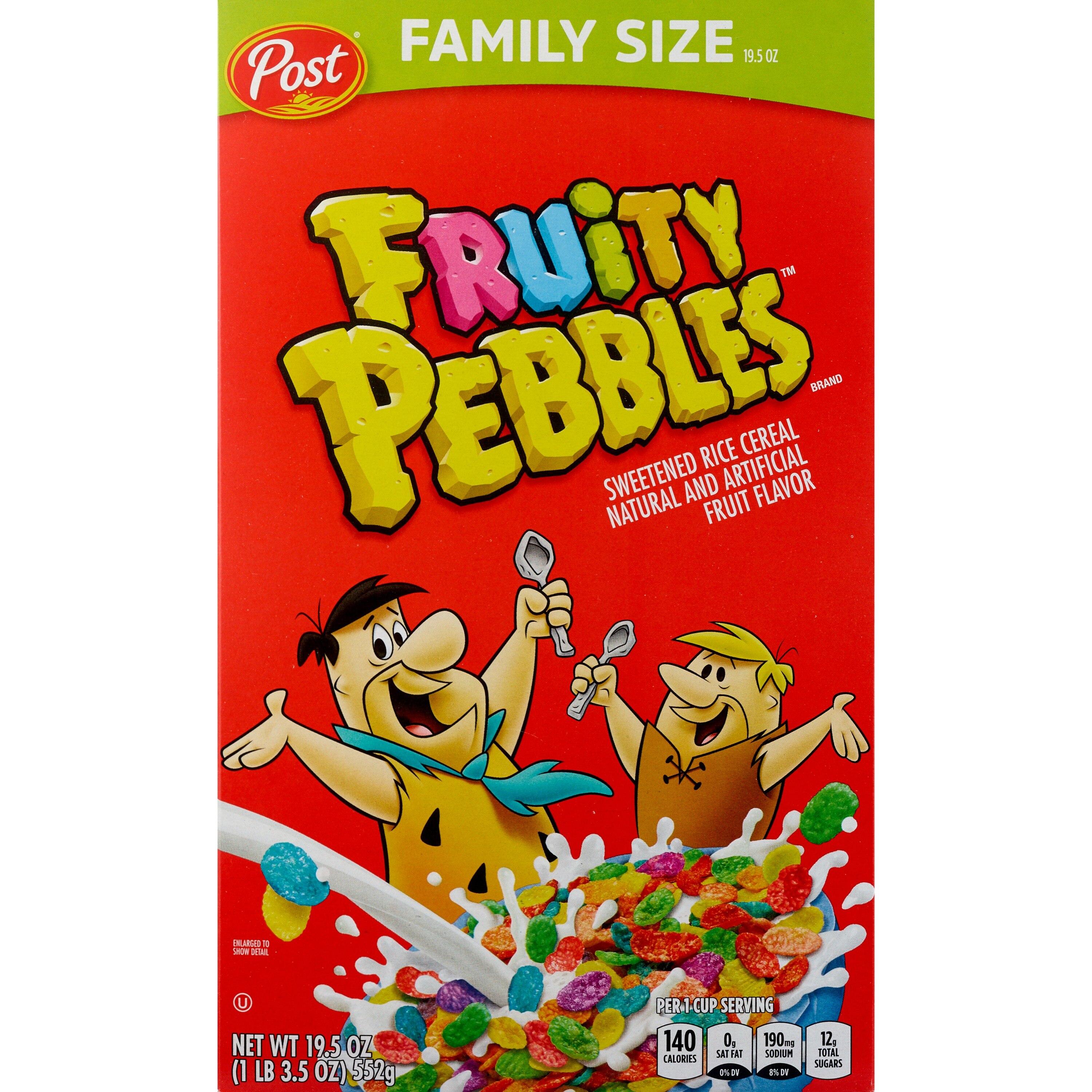 Post Fruity Pebbles Cereal Family Size, 19.5 oz