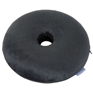 Bluestone Memory Foam Donut Cushion with Zippered Gray Plush Cover