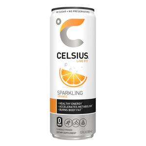 Celsius Sparkling Orange Fitness Drink, Zero Sugar, 12 oz