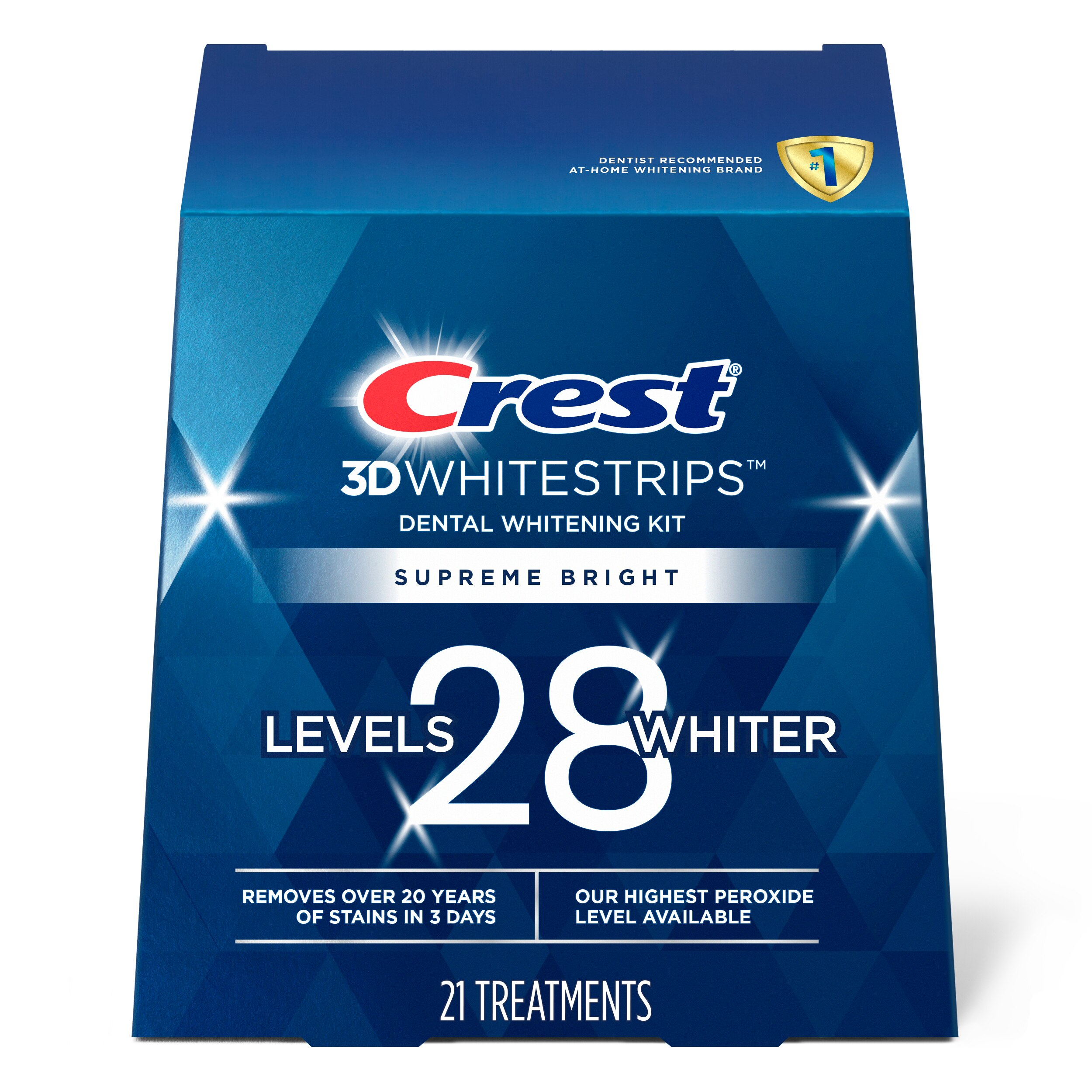 Crest 3D Whitestrips Dental Whitening Kit, Supreme Bright, 21 Treatments