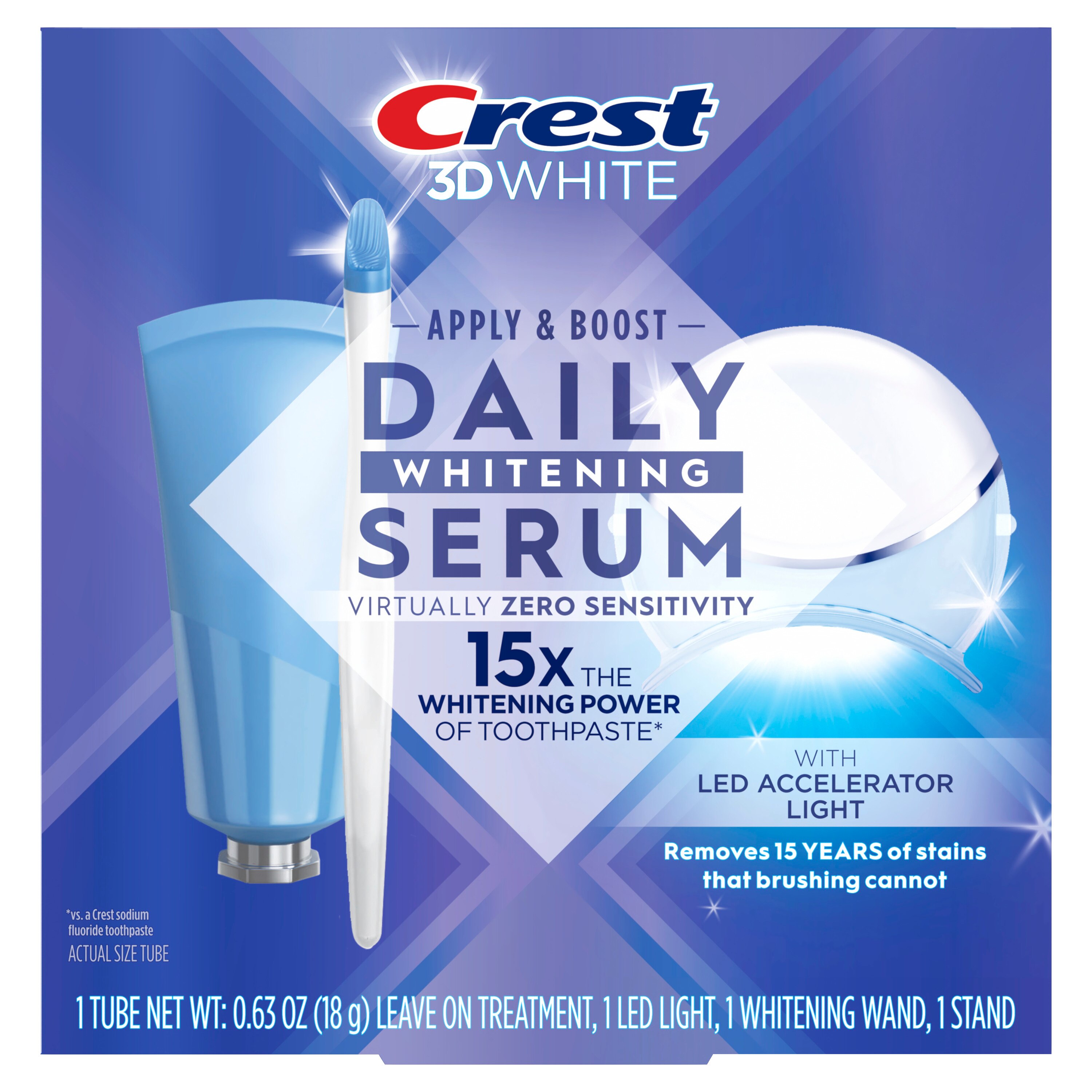 Crest 3D White Daily Whitening Serum Treatment with LED Accelerator Light