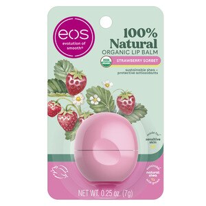 eos 100% Natural & Organic Lip Balm Sphere - Strawberry Sorbet, 0.25 OZ