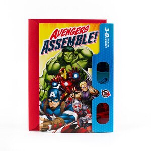 Hallmark Avengers Birthday Card with 3D Stickers and Glasses (Avengers Assemble!) E21