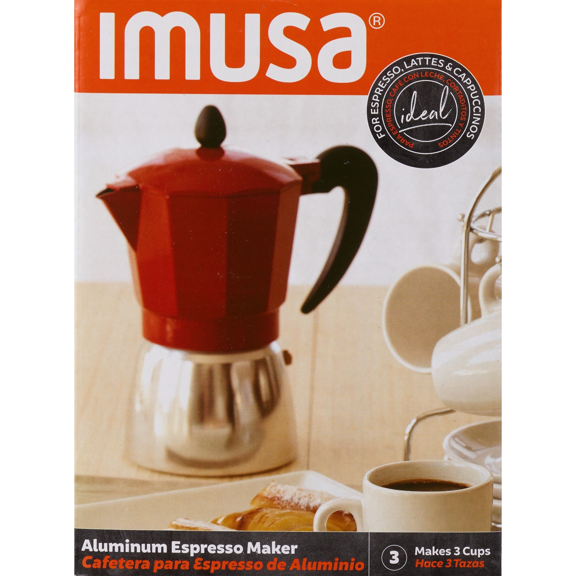 IMUSA Top Traditional Stovetop Coffeemaker, Red, 3 CUP