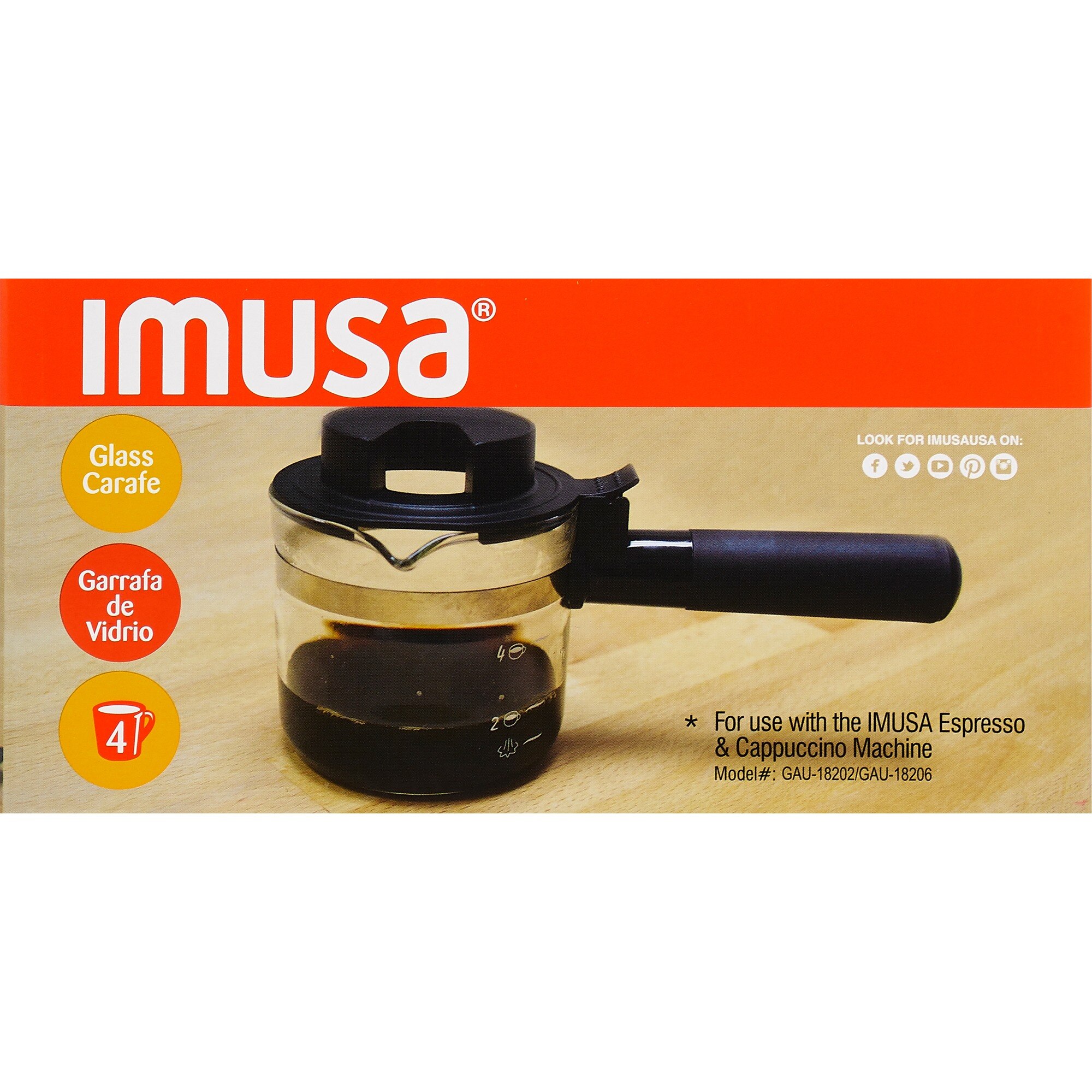 IMUSA Replacement Carafe for Electric Espresso Maker, Glass