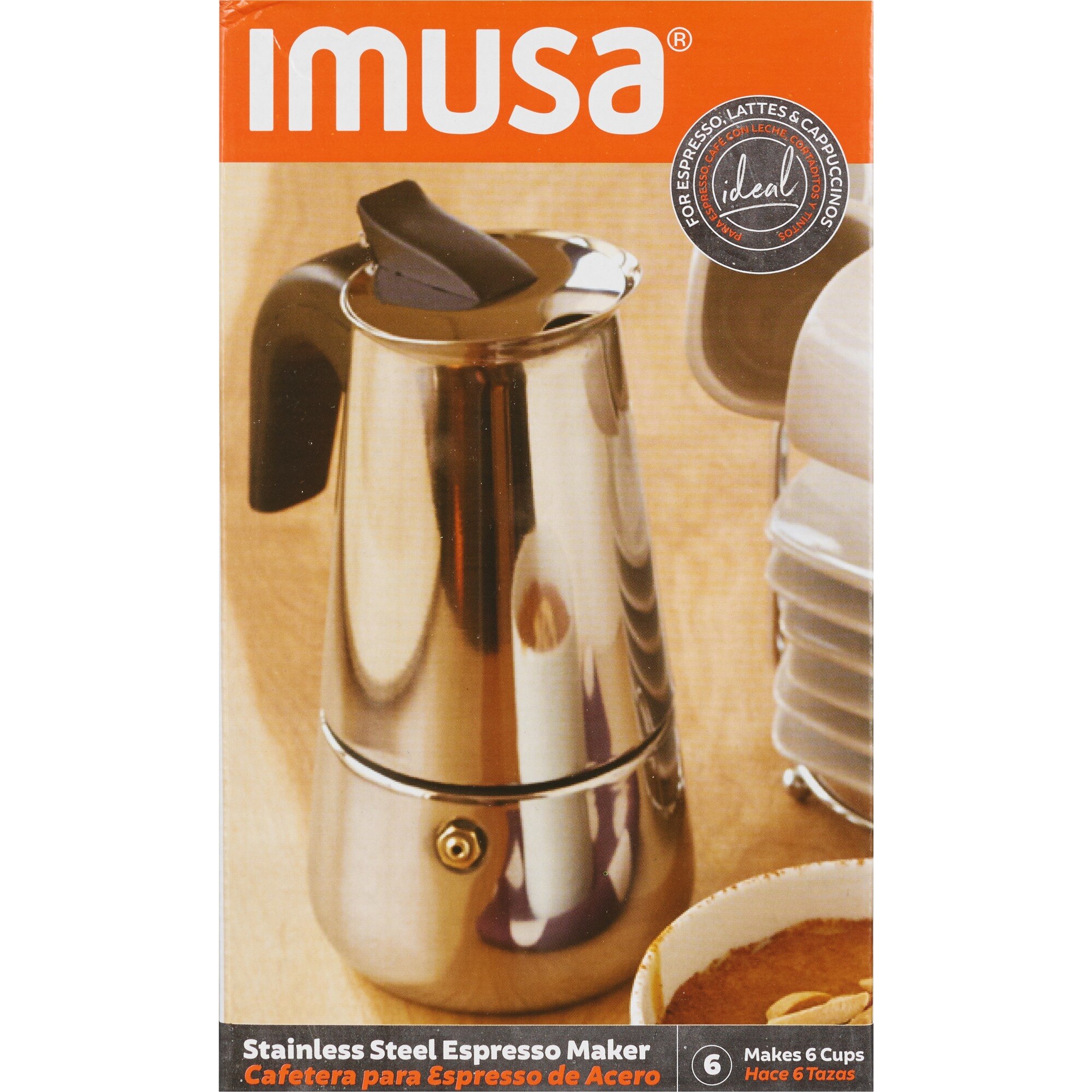 IMUSA Stovetop Coffeemaker, Stainless Steel, 6 CUP